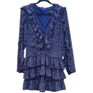 Sugarlips Blue Ruffled Chiffon Dress Size: M